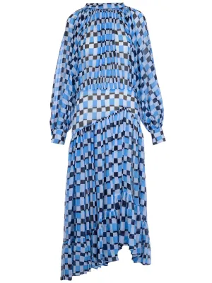 Marni Plaid Patterned Drap Midi Dress