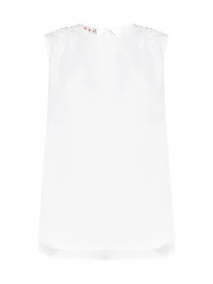Marni Ruffled Detail Crewneck Sleeveless Top
