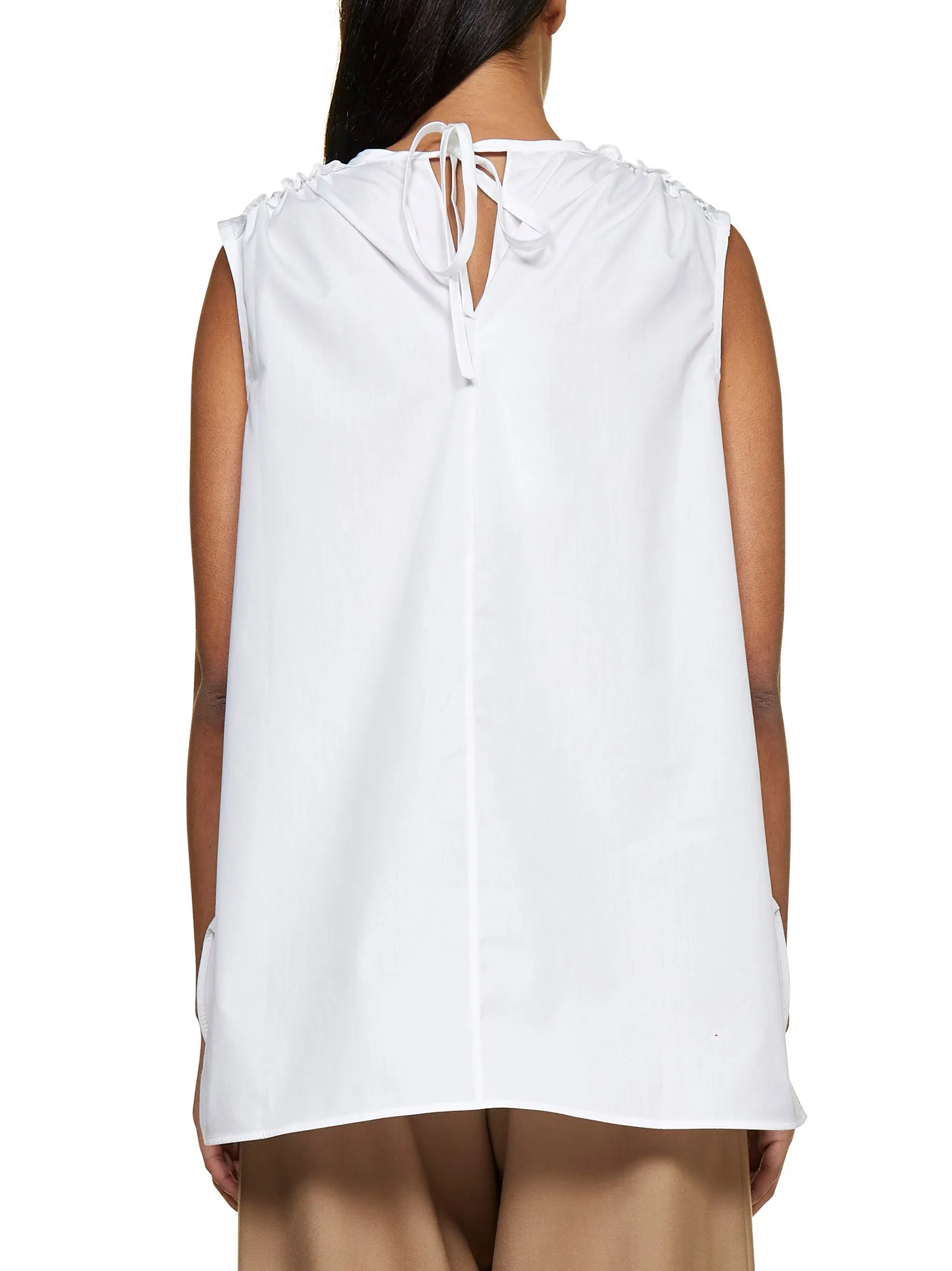 Marni Ruffled Detail Crewneck Sleeveless Top