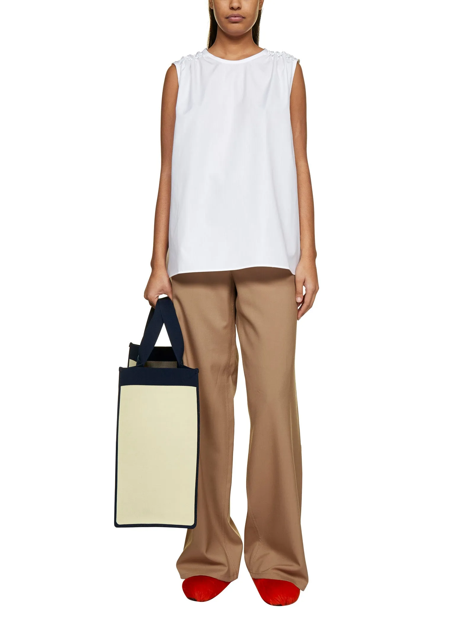 Marni Ruffled Detail Crewneck Sleeveless Top