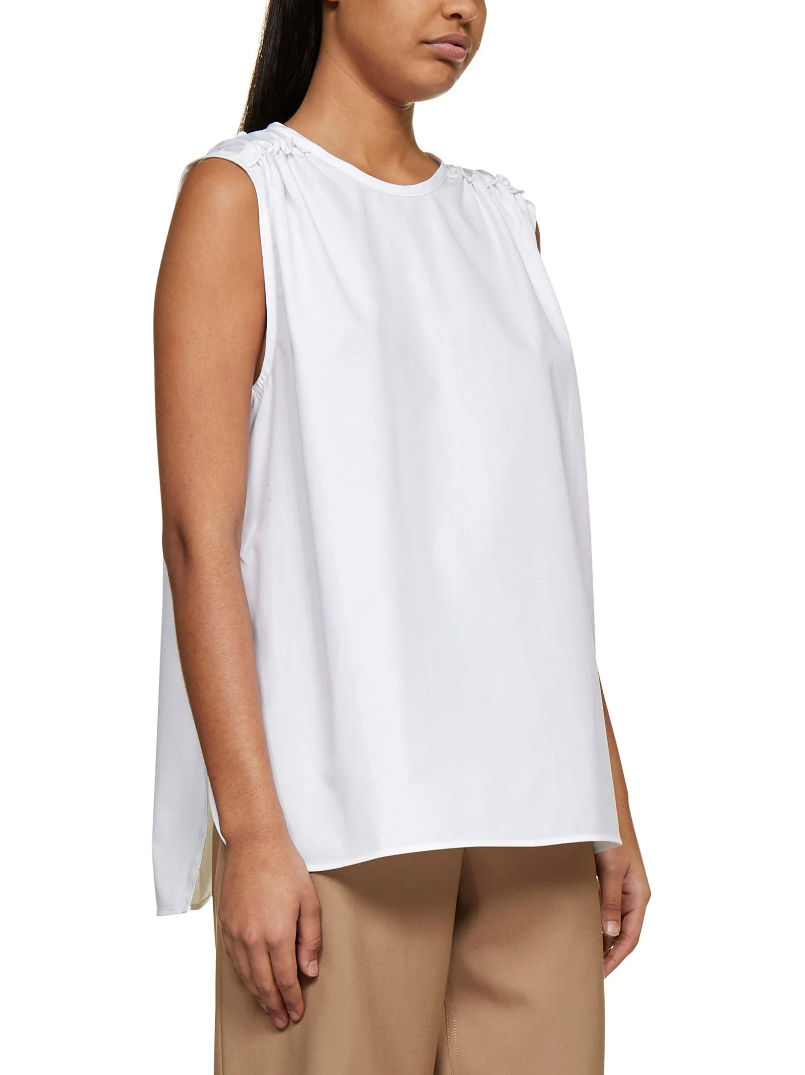Marni Ruffled Detail Crewneck Sleeveless Top