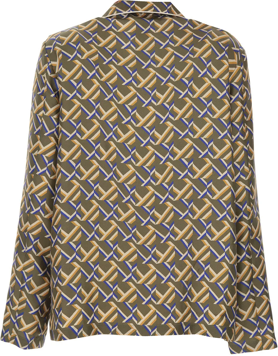 Max Mara Studio All-Over Patterned Long-Sleeved Shirt