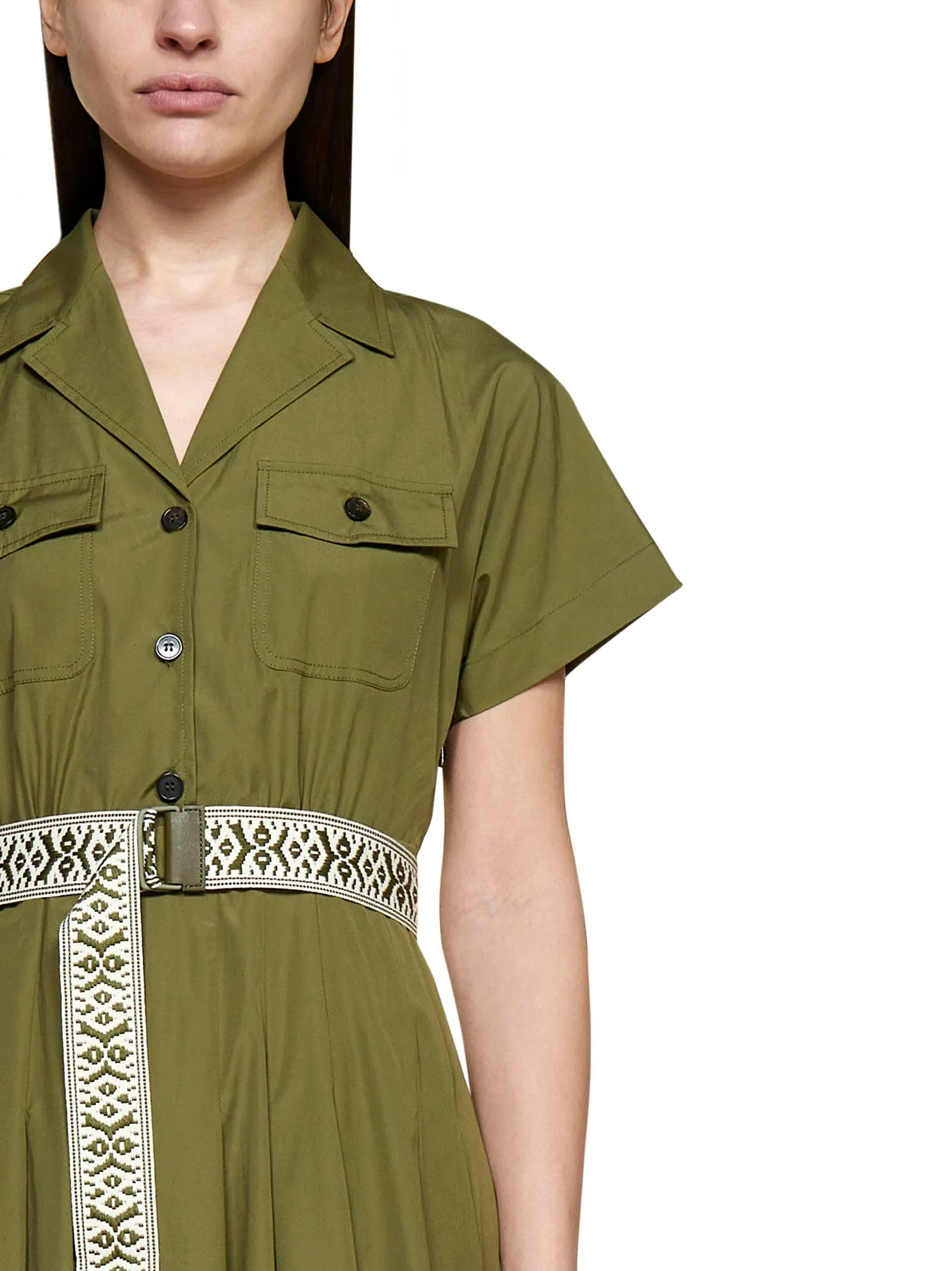 Max Mara Studio Belted Short-Sleeved Midi Dress