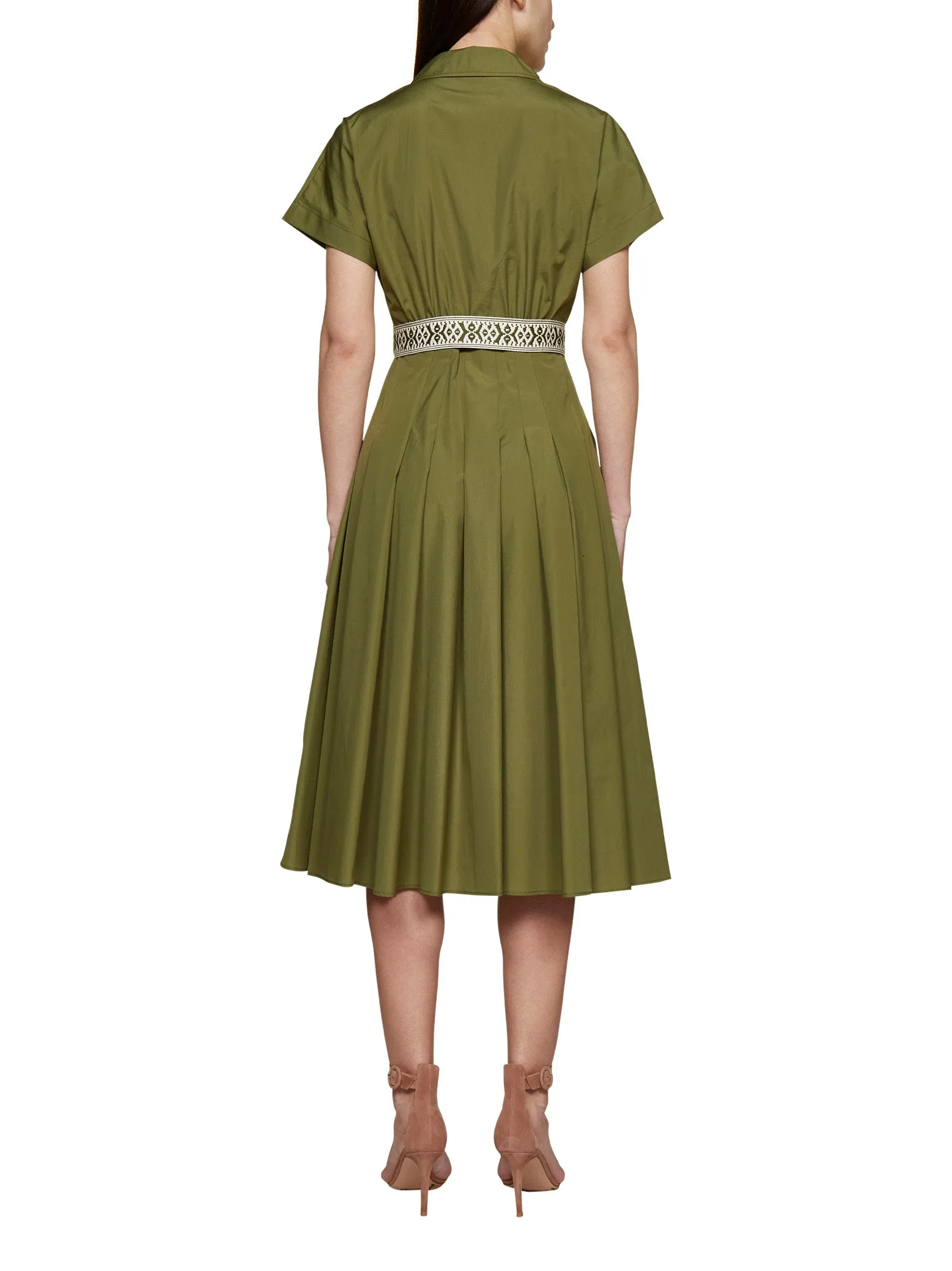 Max Mara Studio Belted Short-Sleeved Midi Dress