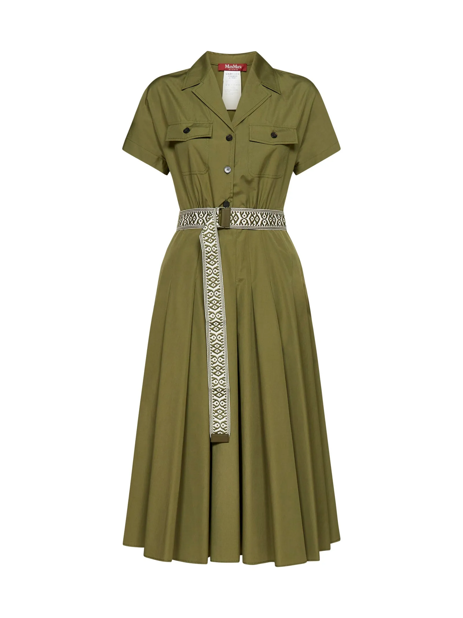 Max Mara Studio Belted Short-Sleeved Midi Dress