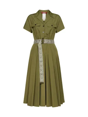 Max Mara Studio Belted Short-Sleeved Midi Dress