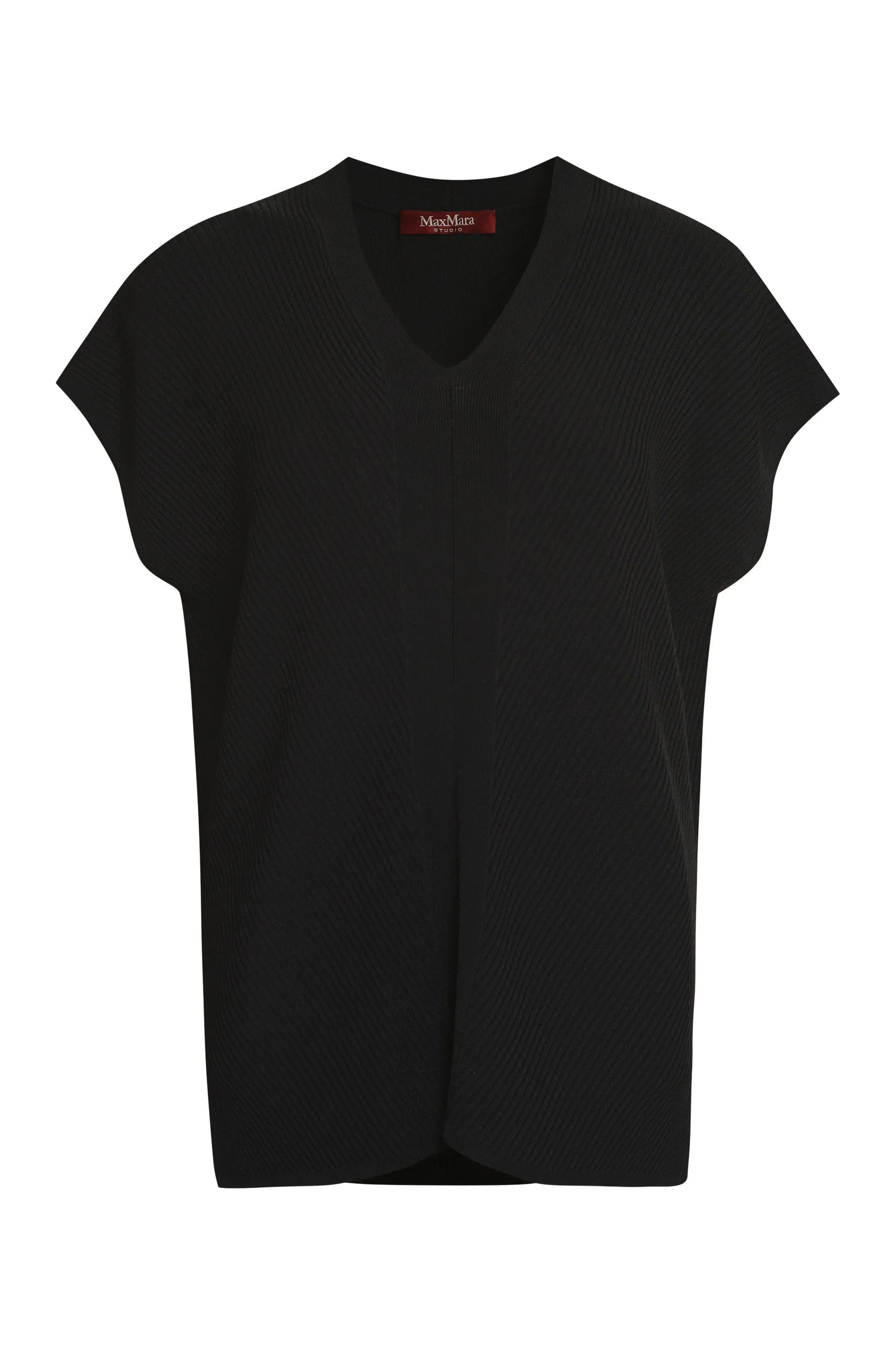 Max Mara Studio Egizio V-Neck Ribbed Knit Top
