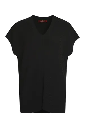 Max Mara Studio Egizio V-Neck Ribbed Knit Top