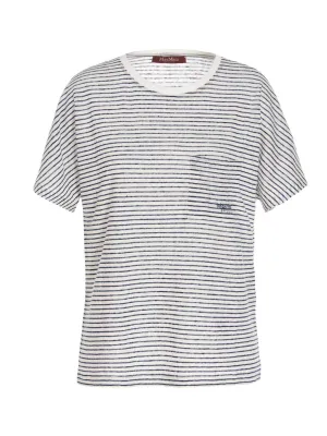 Max Mara Studio Logo Embroidered Striped Crewneck T-Shirt