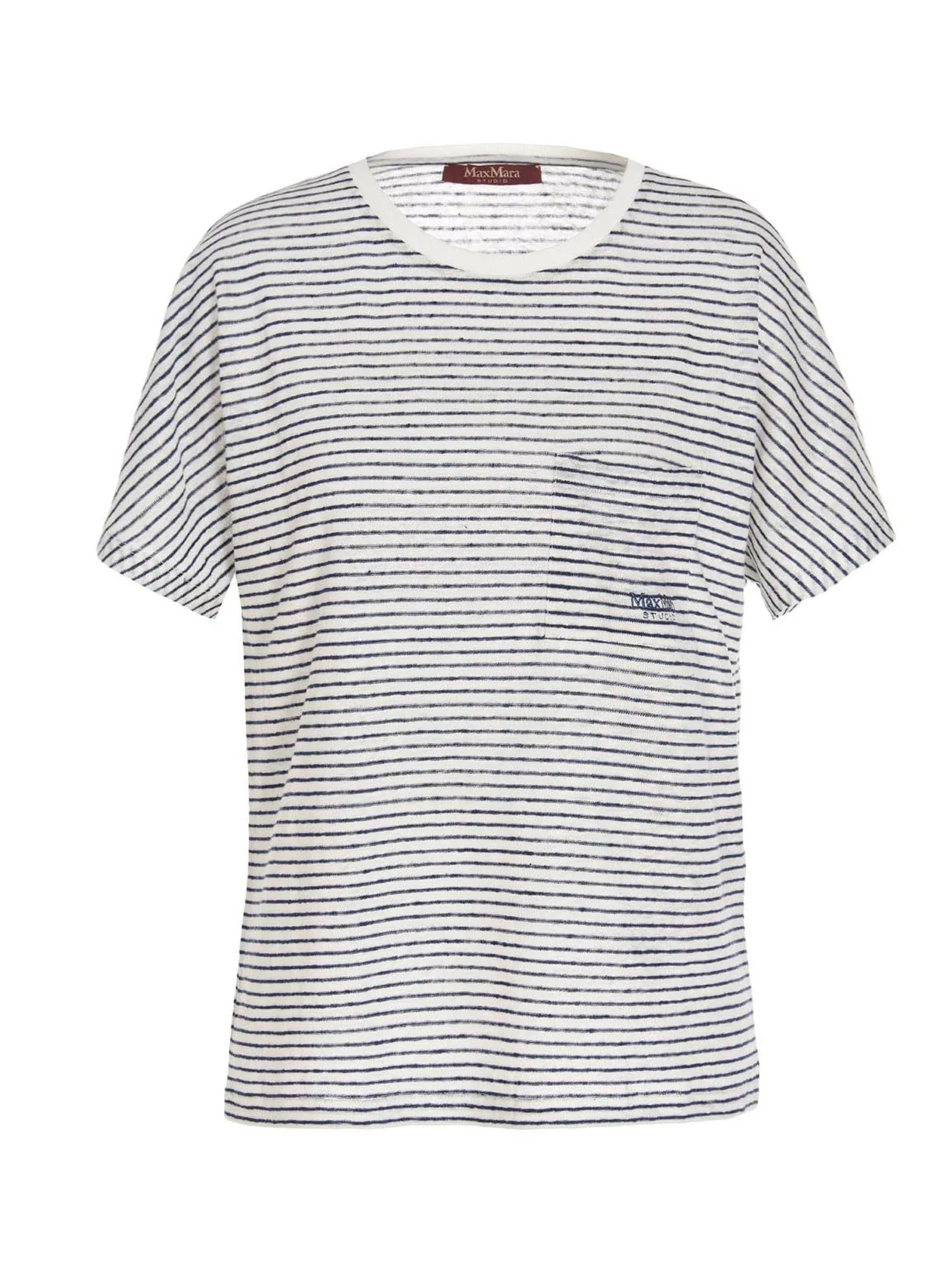 Max Mara Studio Logo Embroidered Striped Crewneck T-Shirt
