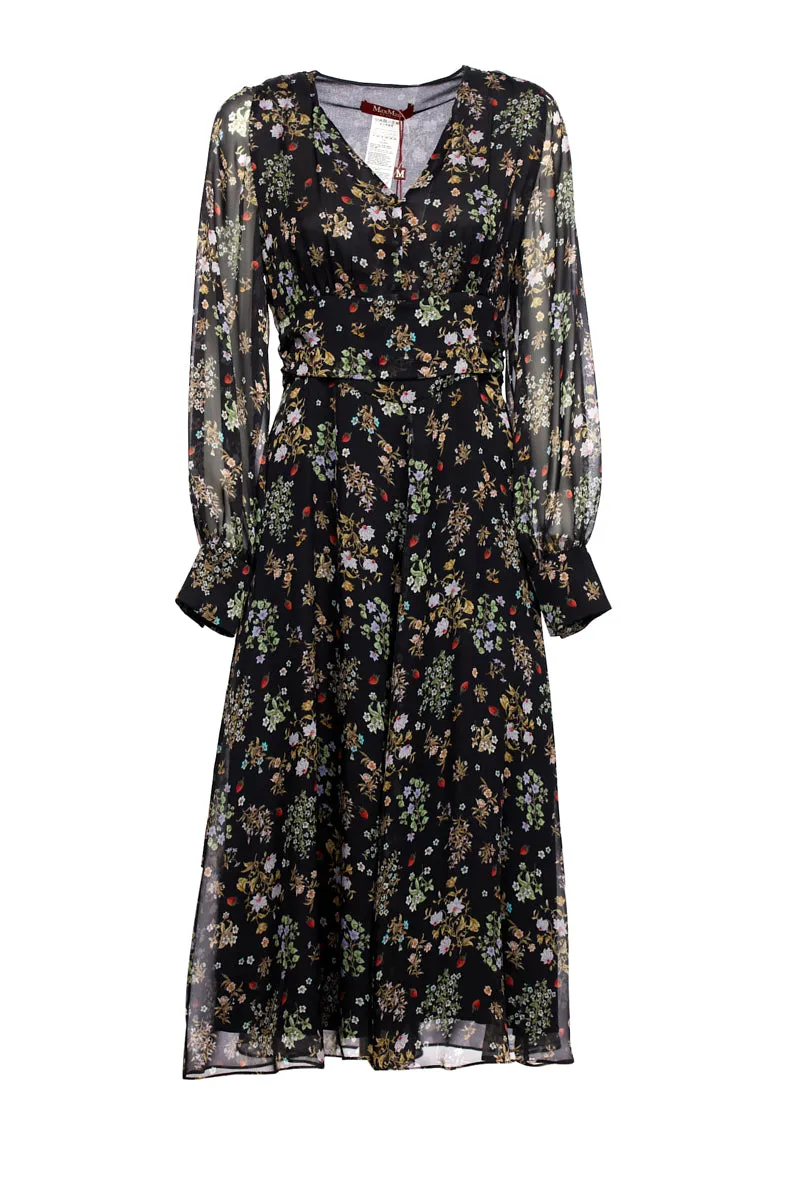 Max Mara Studio V-Neck Chiffon Dress