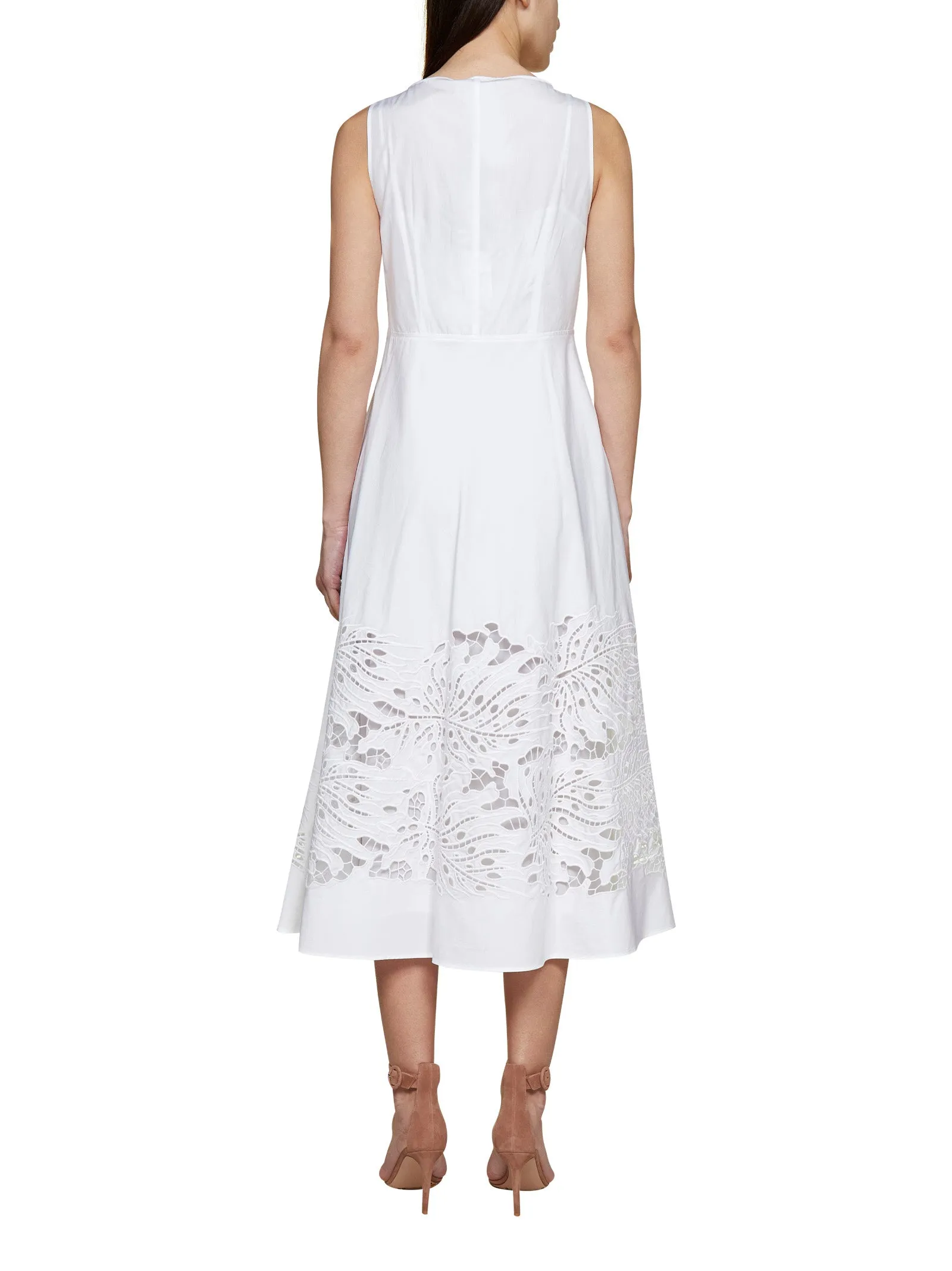 Max Mara Studio V-Neck Embroidered Sleeveless Dress