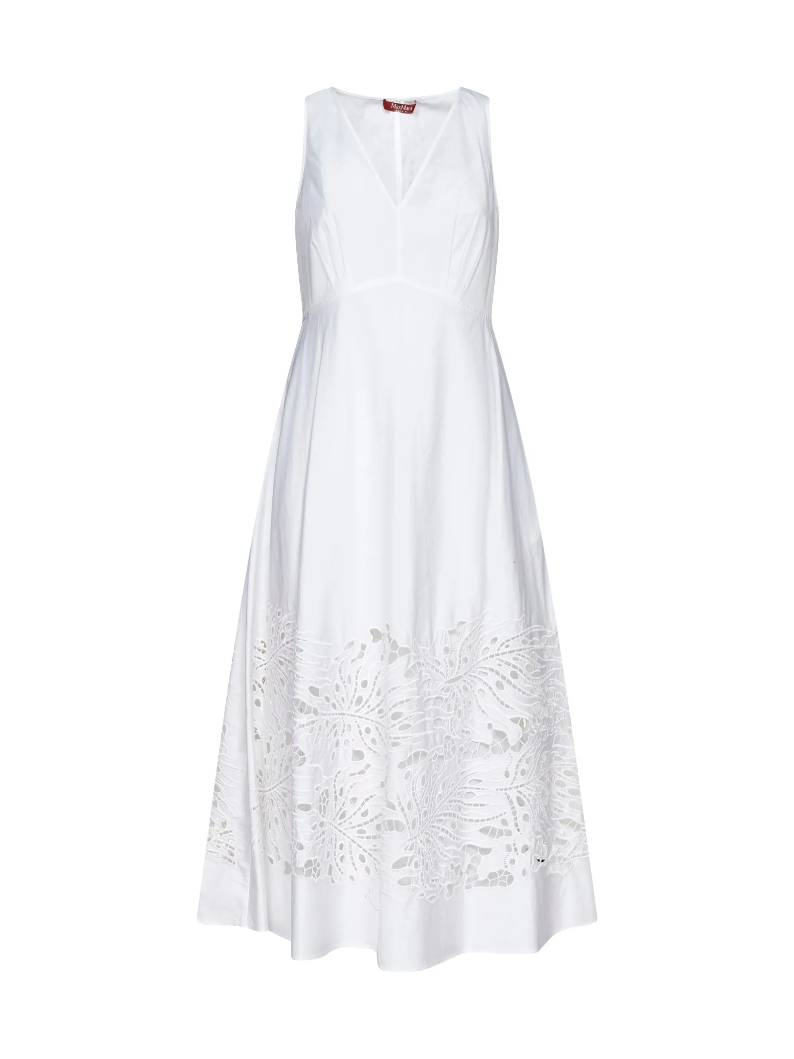 Max Mara Studio V-Neck Embroidered Sleeveless Dress
