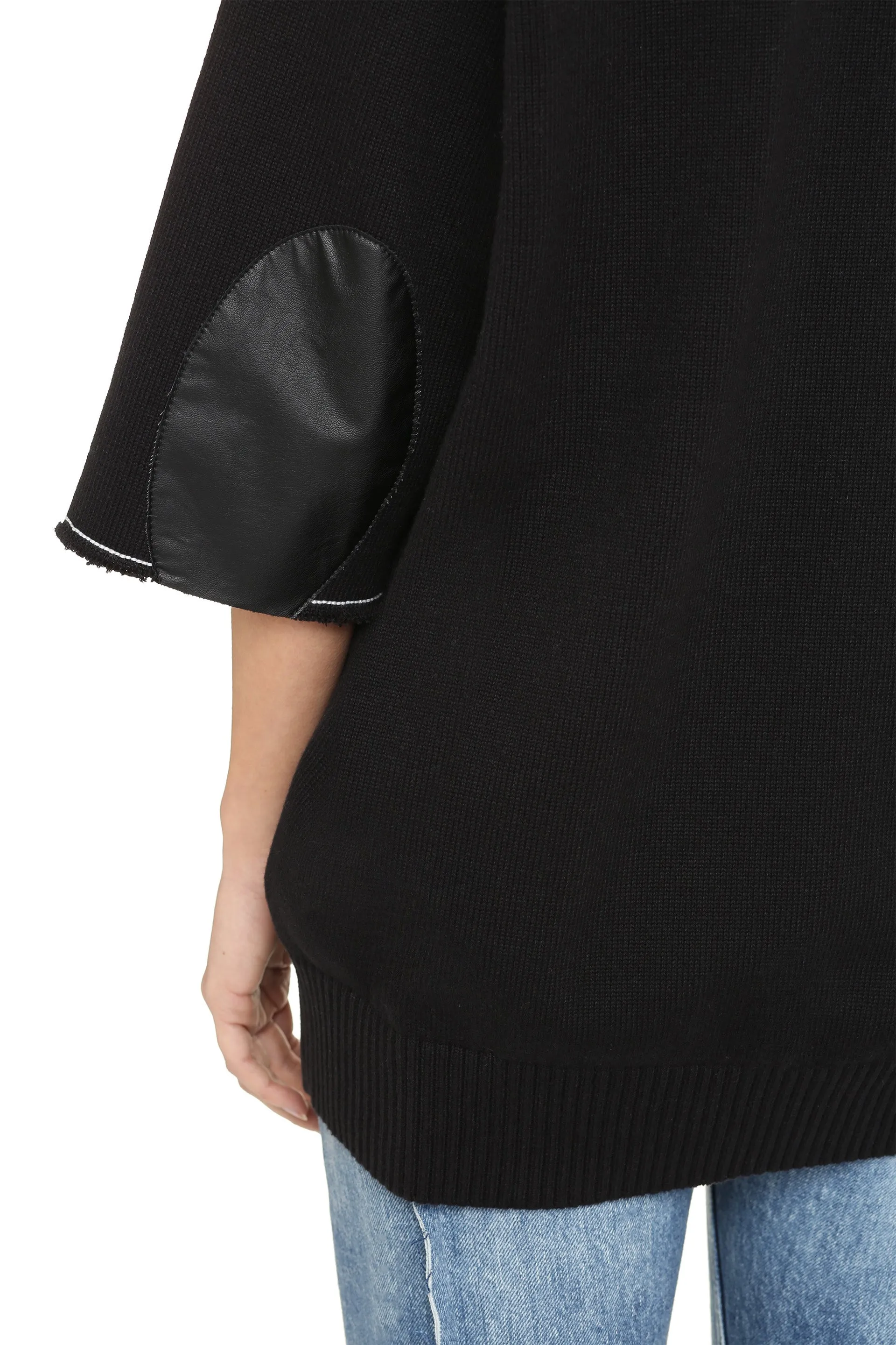 MM6 Maison Margiela Crop Sleeve V-Neck Knit Jumper