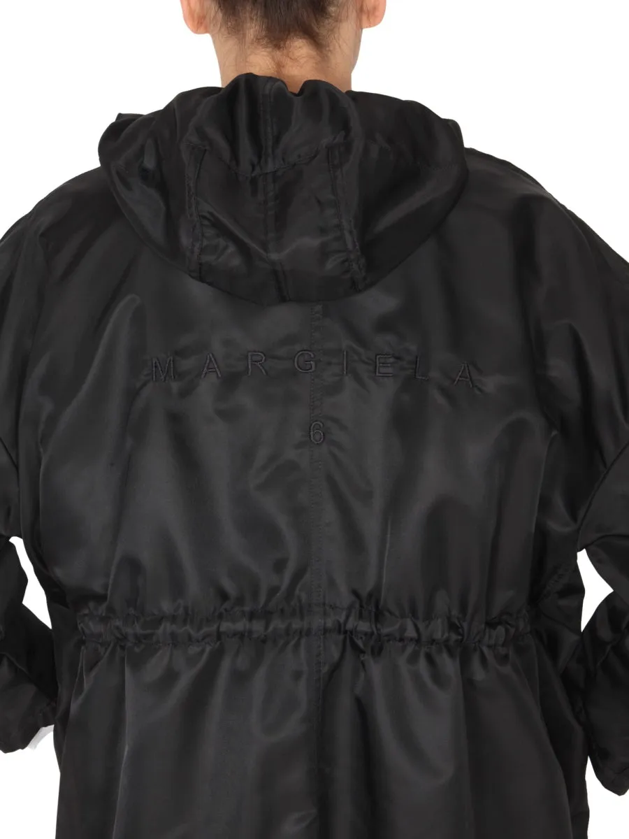 MM6 Maison Margiela Drawstring Zip-Up Hooded Coat