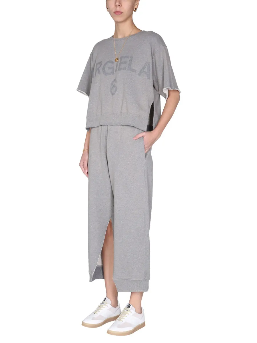 MM6 Maison Margiela Logo Print Cropped T-Shirt