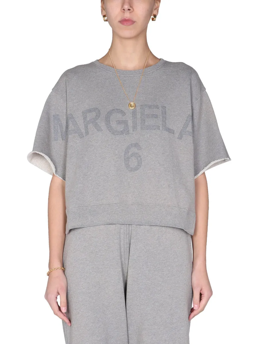 MM6 Maison Margiela Logo Print Cropped T-Shirt