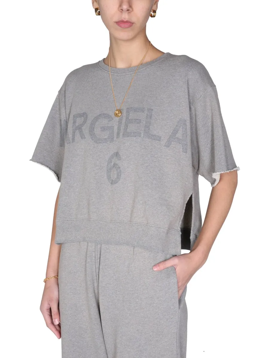 MM6 Maison Margiela Logo Print Cropped T-Shirt