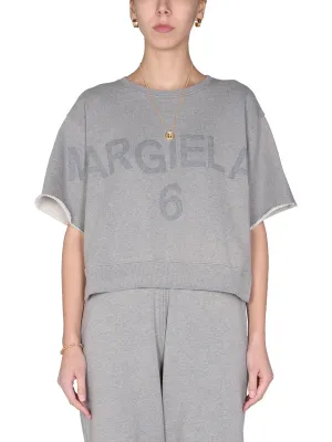 MM6 Maison Margiela Logo Print Cropped T-Shirt