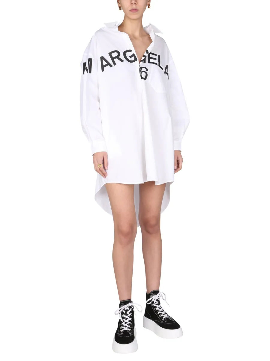 MM6 Maison Margiela Logo Printed Shirt Dress
