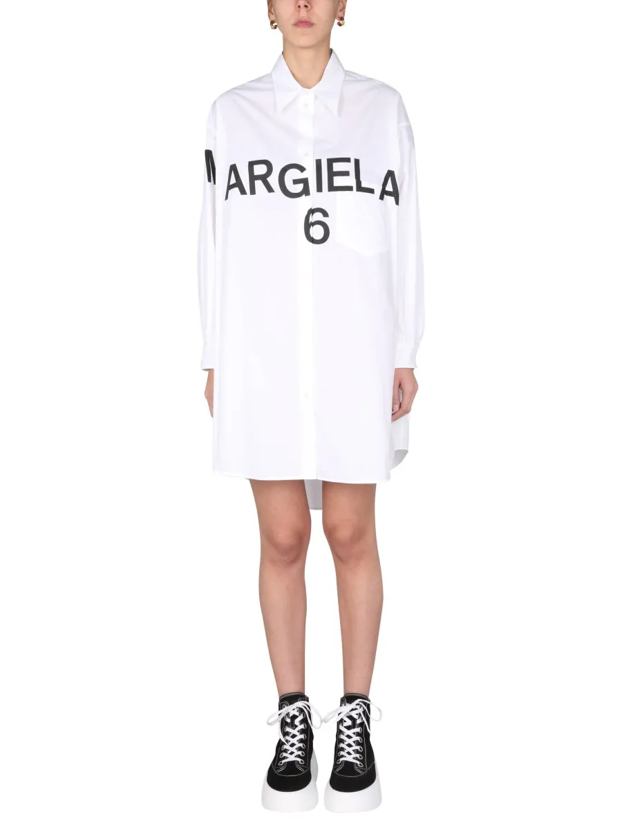 MM6 Maison Margiela Logo Printed Shirt Dress