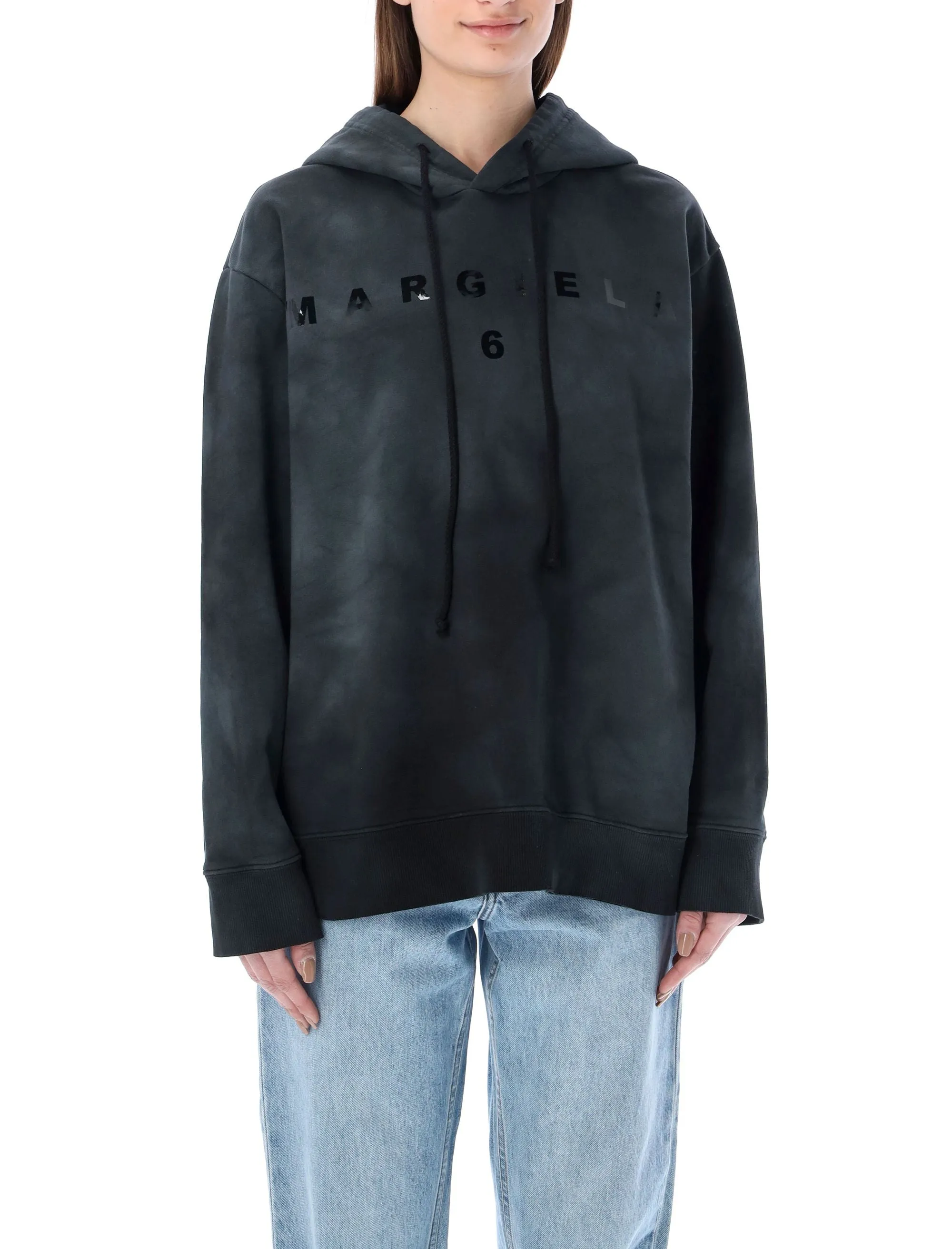 MM6 Maison Margiela Tie Dye Logo Detailed Drawstrign Hoodie