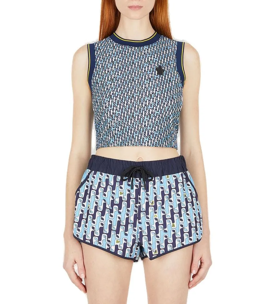 Moncler Grenoble Abstract Printed Cropped Top