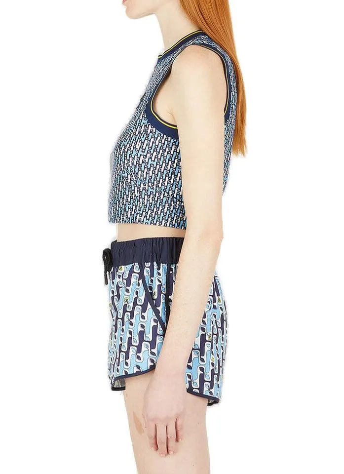 Moncler Grenoble Abstract Printed Cropped Top