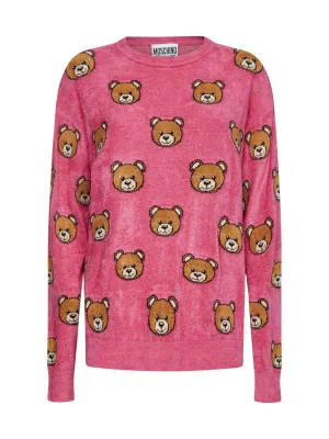 Moschino Allover Teddy Bear Crewneck Knit Jumper