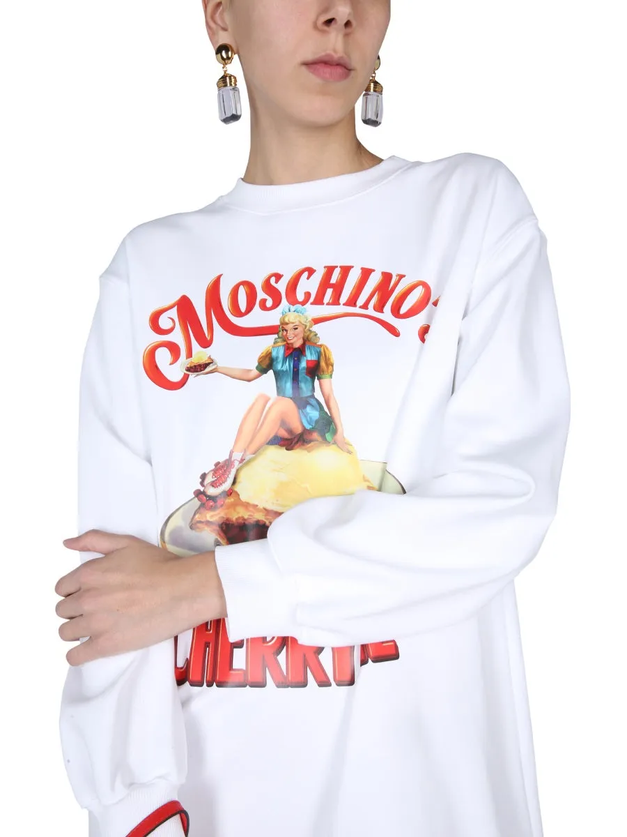Moschino Cherry Pie Graphic Printed Sweater Dress