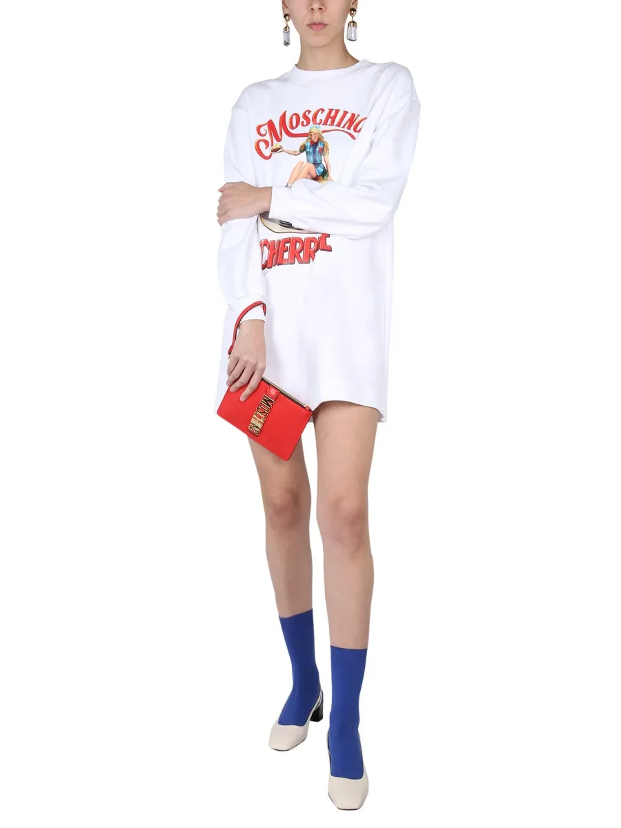 Moschino Cherry Pie Graphic Printed Sweater Dress