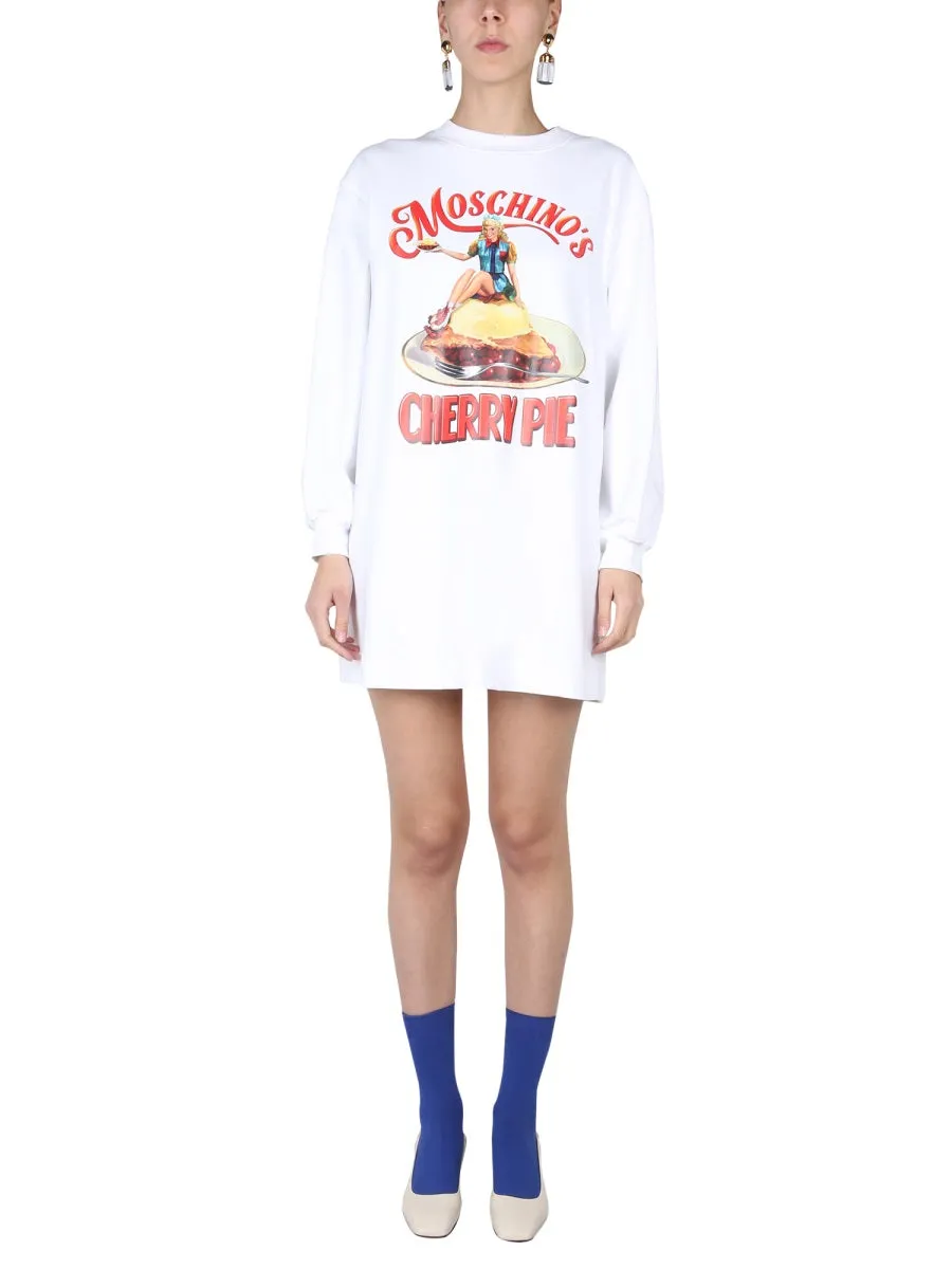 Moschino Cherry Pie Graphic Printed Sweater Dress
