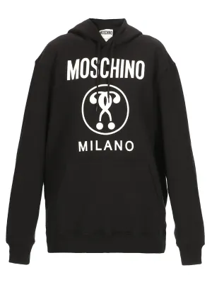 Moschino Double Question Mark Print Drawstring Hoodie