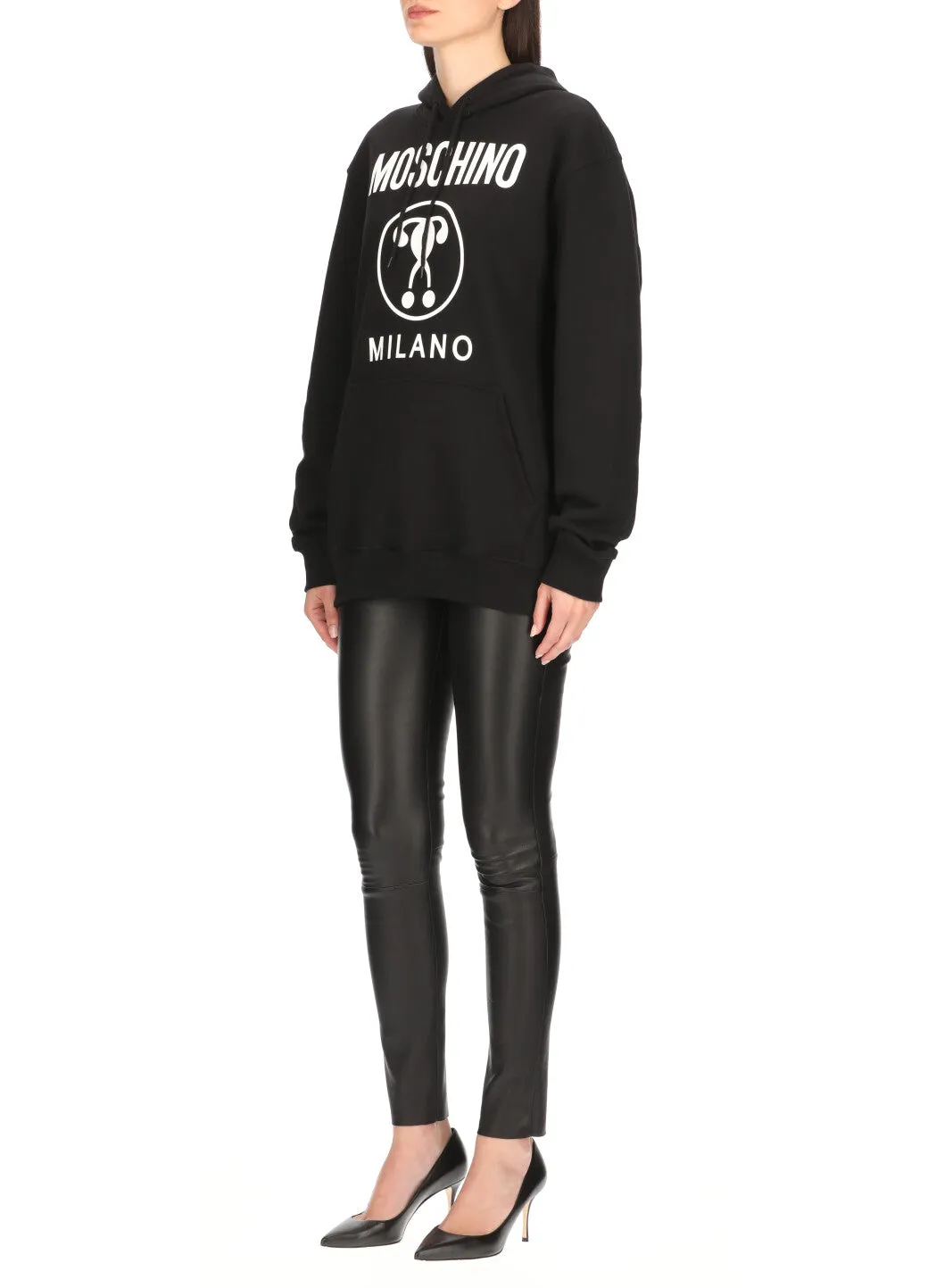 Moschino Double Question Mark Print Drawstring Hoodie