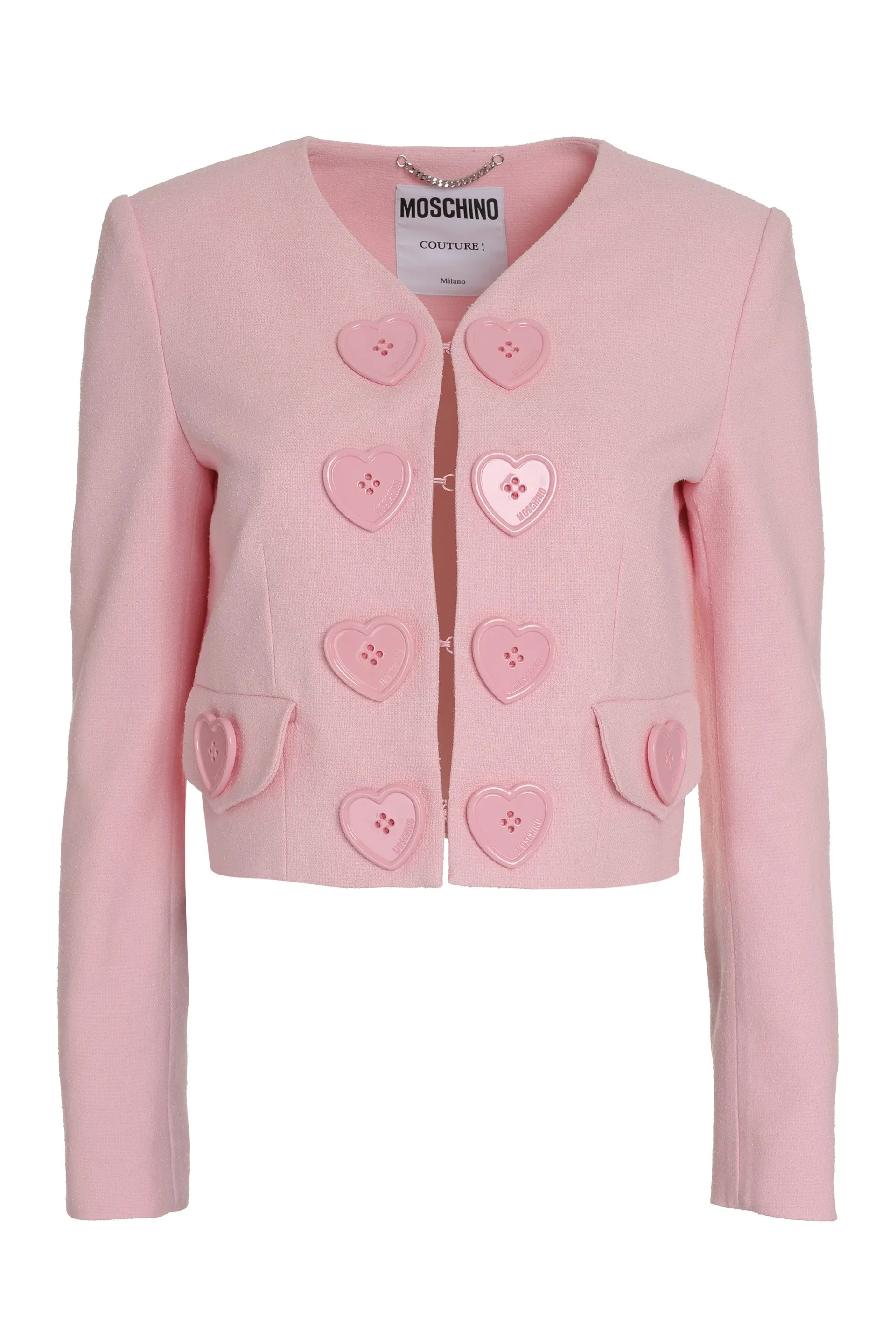 Moschino Heart-Button V-Neck Long Sleeved Jacket