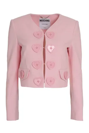 Moschino Heart-Button V-Neck Long Sleeved Jacket