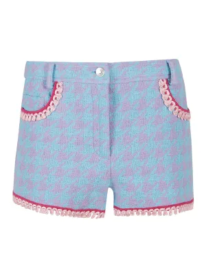 Moschino Houndstooth Tassel Trim Shorts