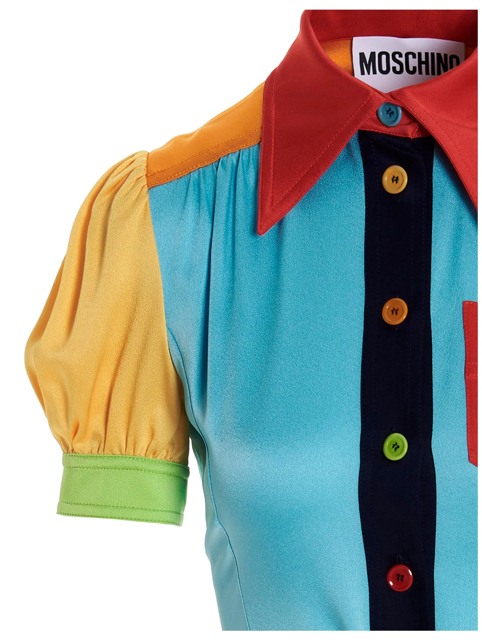 Moschino Puff Sleeved Striped Dress
