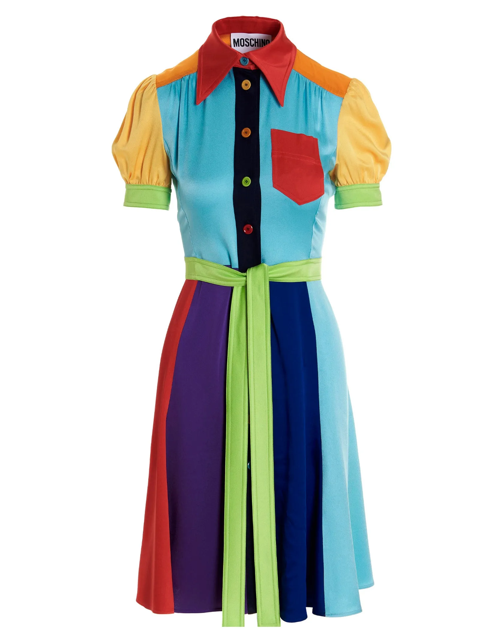 Moschino Puff Sleeved Striped Dress