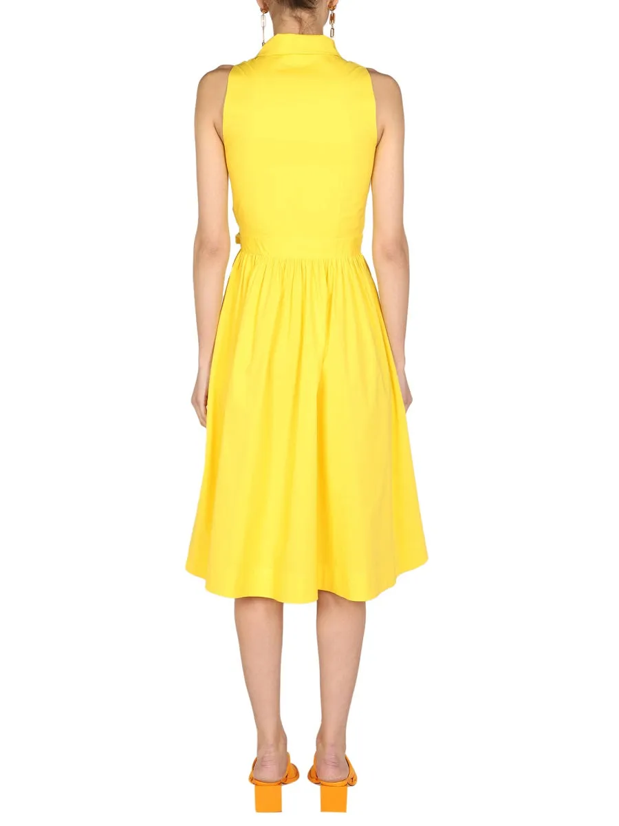 Moschino Sleeveless Tied Waist Midi Shirt Dress