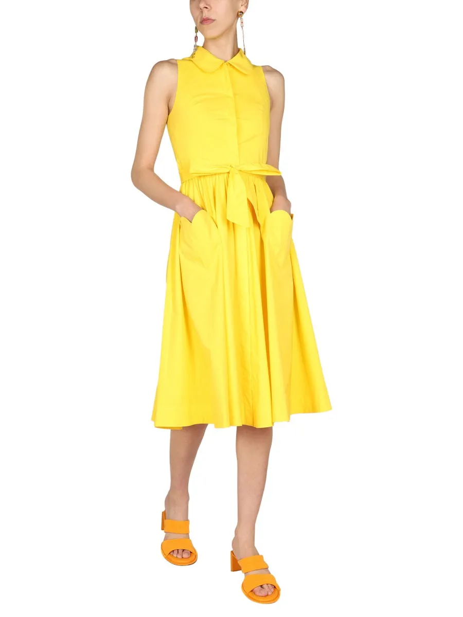 Moschino Sleeveless Tied Waist Midi Shirt Dress