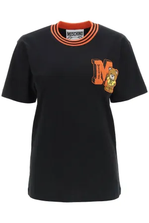 Moschino Teddy Bear Flocked Crewneck T-Shirt