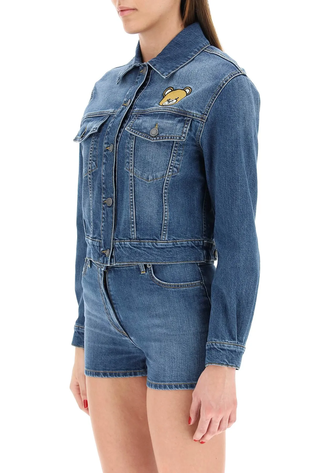 Moschino Teddy Bear Patch Denim Jacket