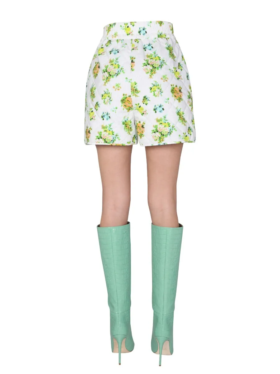 MSGM All-Over Floral Print Quilted Shorts