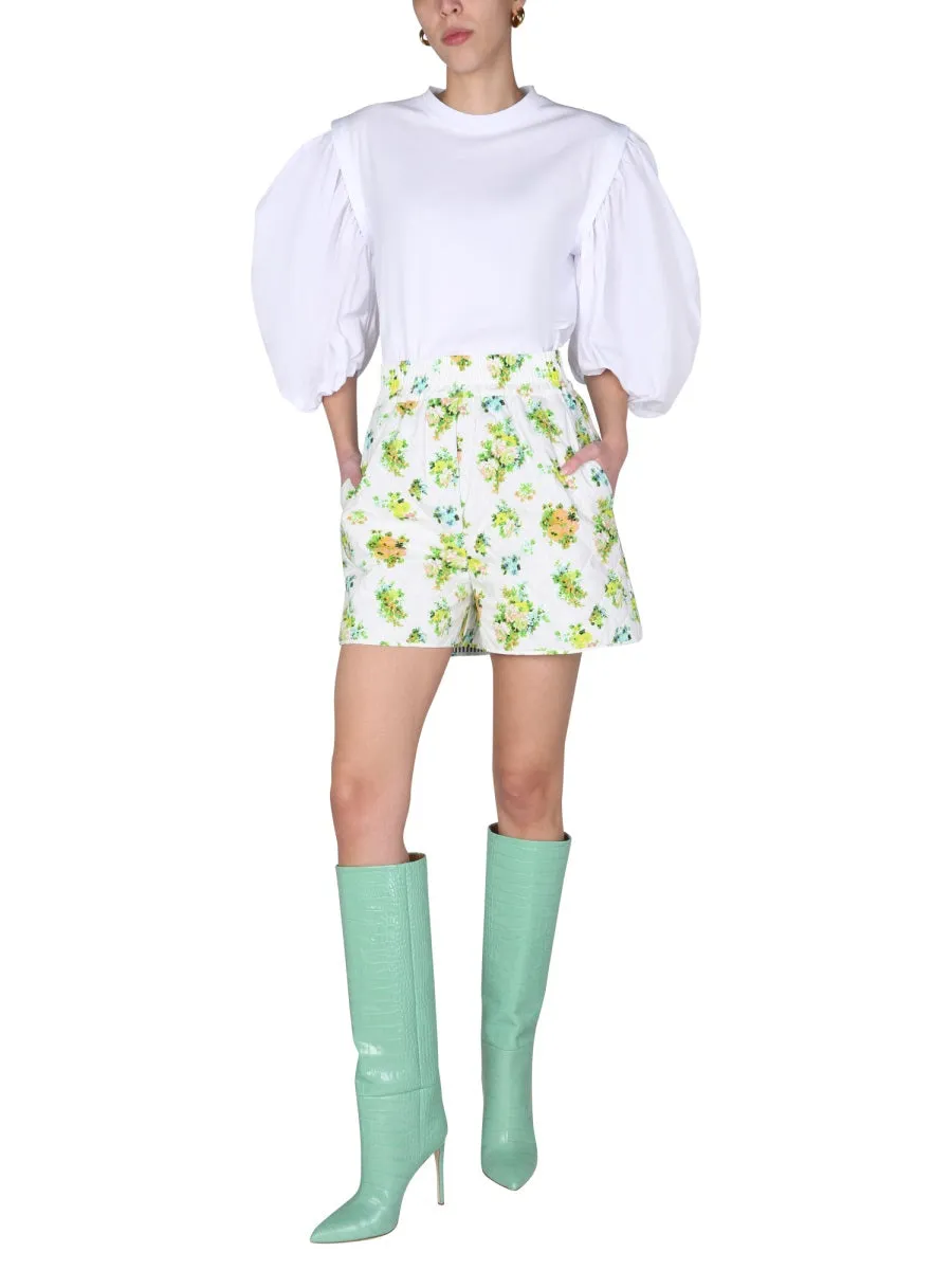 MSGM All-Over Floral Print Quilted Shorts