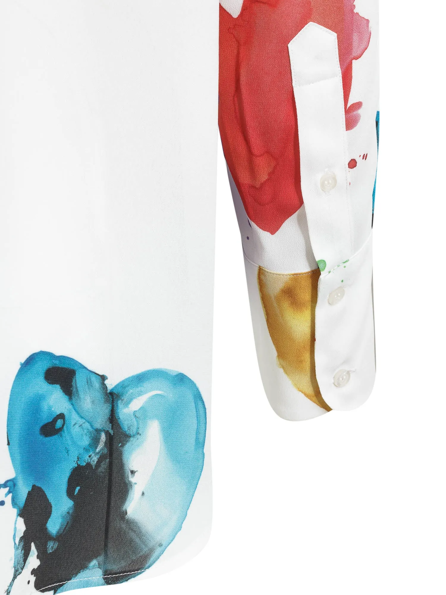 MSGM Allover Heart Printed Long-Sleeved Shirt