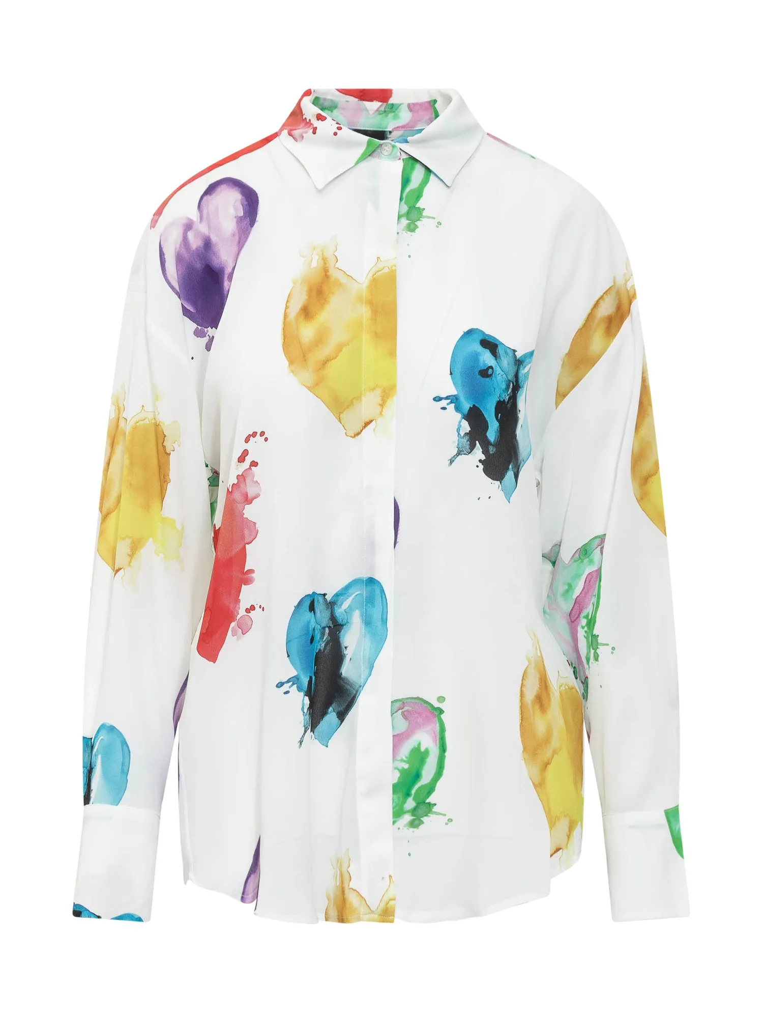 MSGM Allover Heart Printed Long-Sleeved Shirt