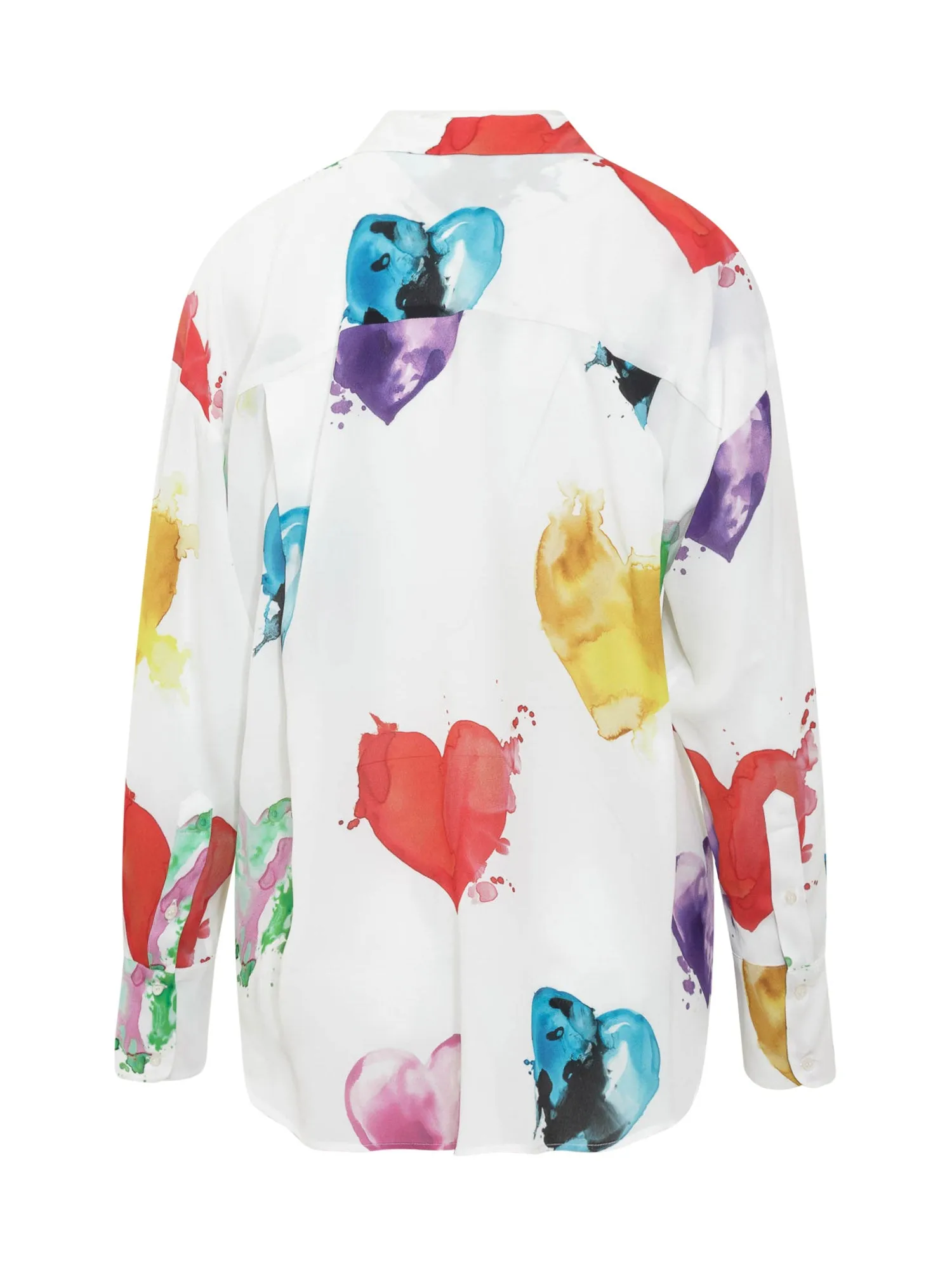 MSGM Allover Heart Printed Long-Sleeved Shirt
