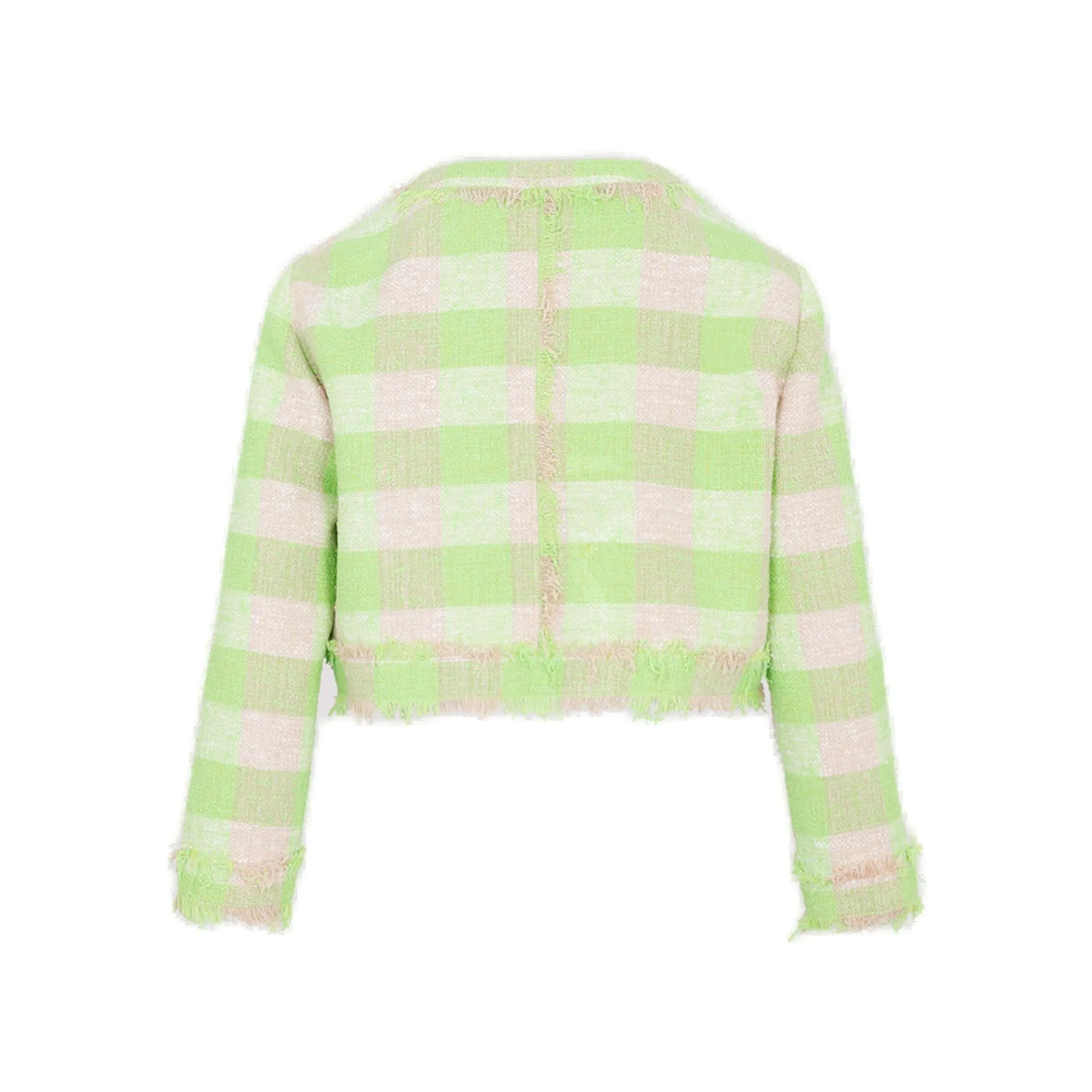 MSGM Check Pattern Long Sleeved Cropped Jacket