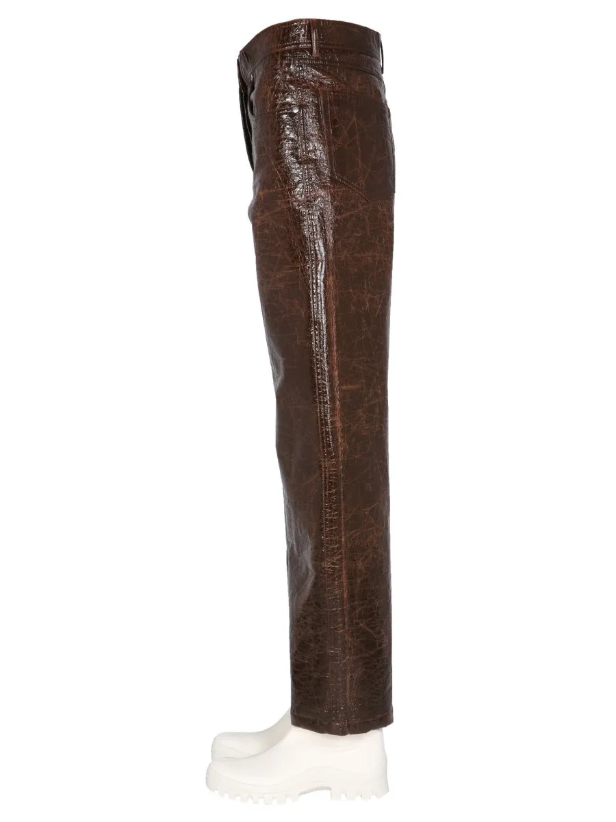 MSGM Faux-Leather Wide Leg Trousers